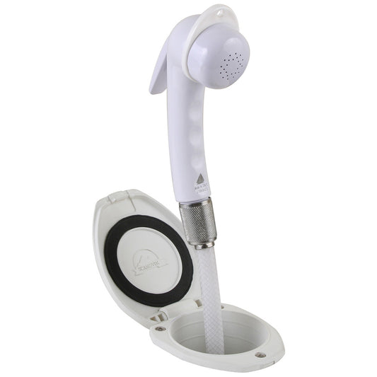 Scandvik Recessed Shower w6 White Hose  Euro Trigger Sprayer 12107P