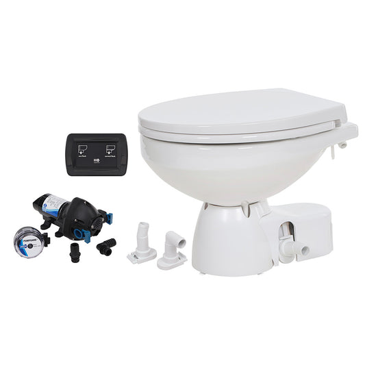 Jabsco Quiet Flush E2 Raw Water Toilet Regular Bowl  24V  Soft Close Lid 382454194RSP