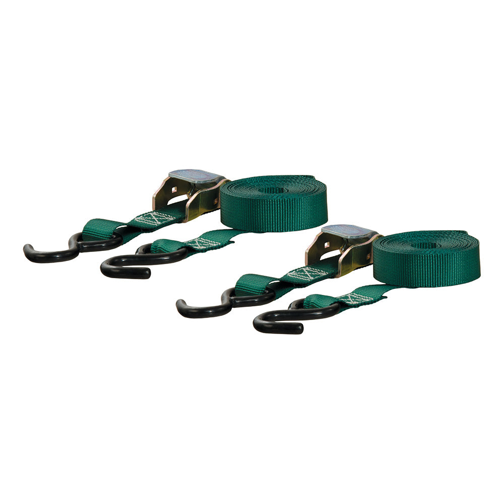 CURT 15 Dark Green Cargo Straps wS Hooks  300 lbs  2 Pack 83015