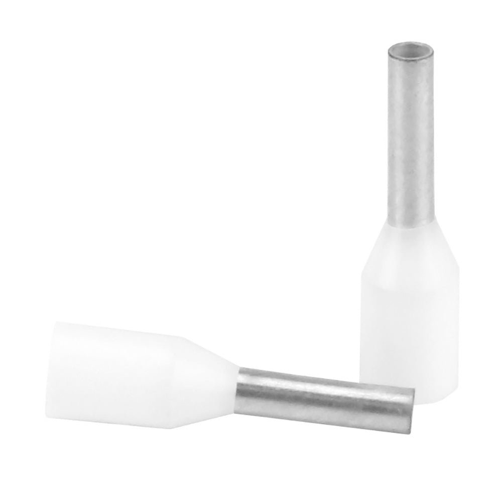 Pacer White 1820 AWG Wire Ferrule 6mm Length 25 Pack TFRL206MM25