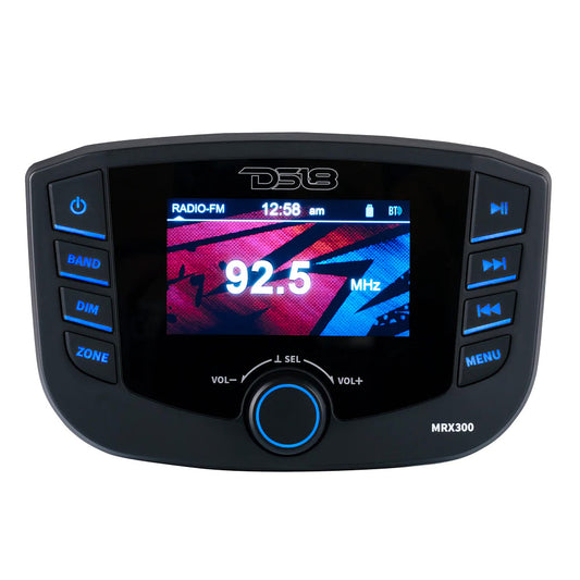 DS18 Marine Headunit TFT Screen 3 Zones 4V Output Bluetooth RDS 4x50 Watts MRX300