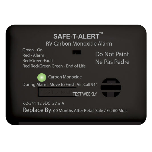 SafeTAlert 62 Series Carbon Monoxide Alarm  12V  RV Surface Mount  Black 62541BL