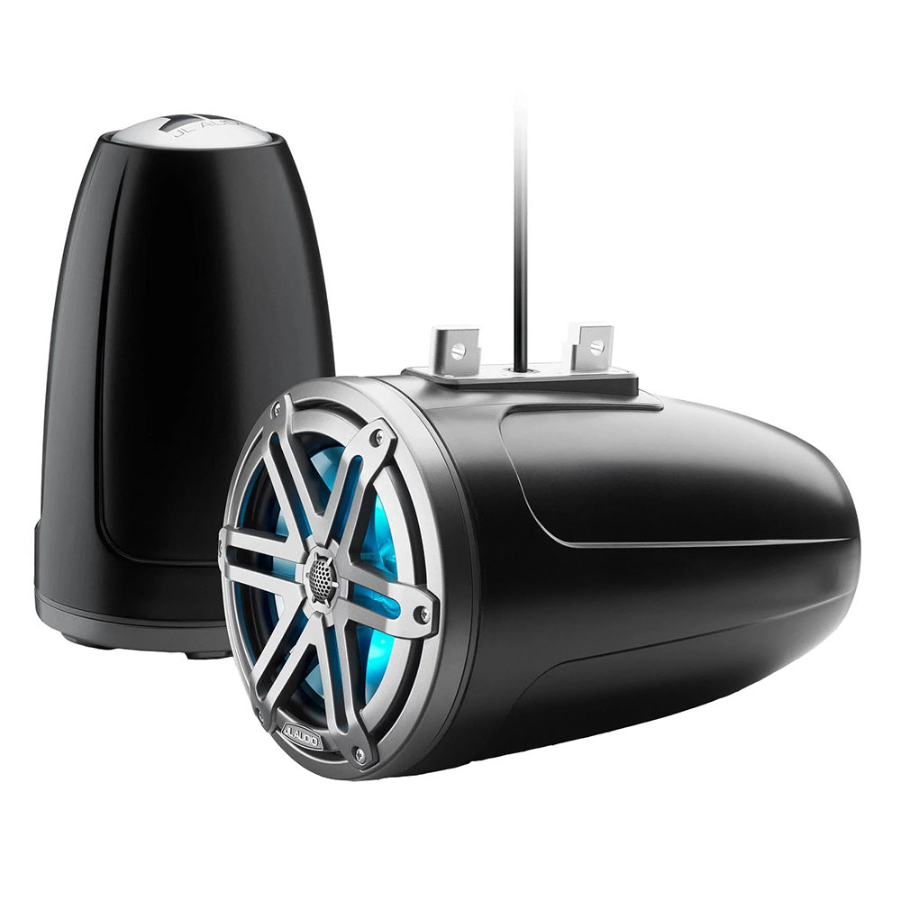 JL Audio M3 Series 77 Enclosed Tower Coaxial System wGrey Metallic Sport Grille RGB LED Lighting M3770ETXv3SbSGmi