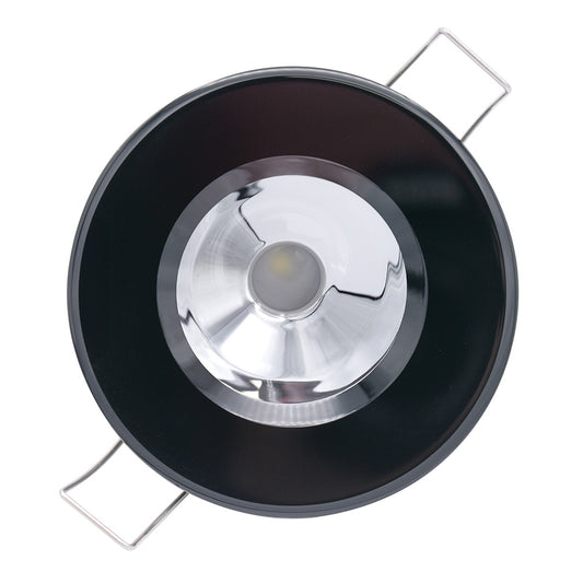 Lumitec Illusion Flush Mount LED Down Light Warm White Dimming Black Housing Chrome Reflector 117169