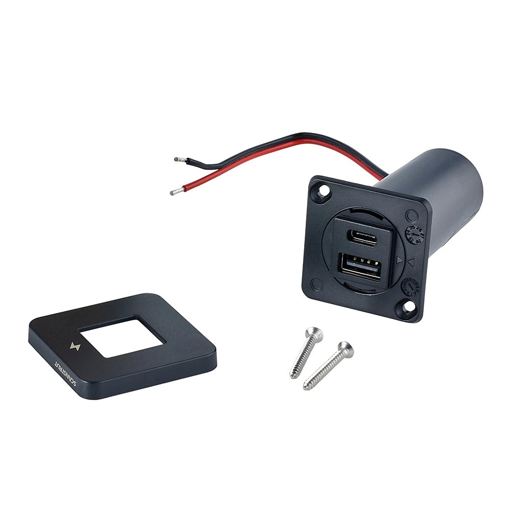 Scanstrut TILE USBAUSBC Interior Charging Socket 1224V Black Bezel SCTILE10