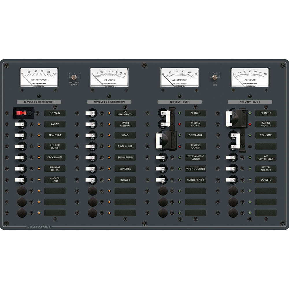 Blue Sea 8086 AC 3 Sources 12 PositionsDC Main 19 Position Toggle Circuit Breaker Panel White Switches 8086