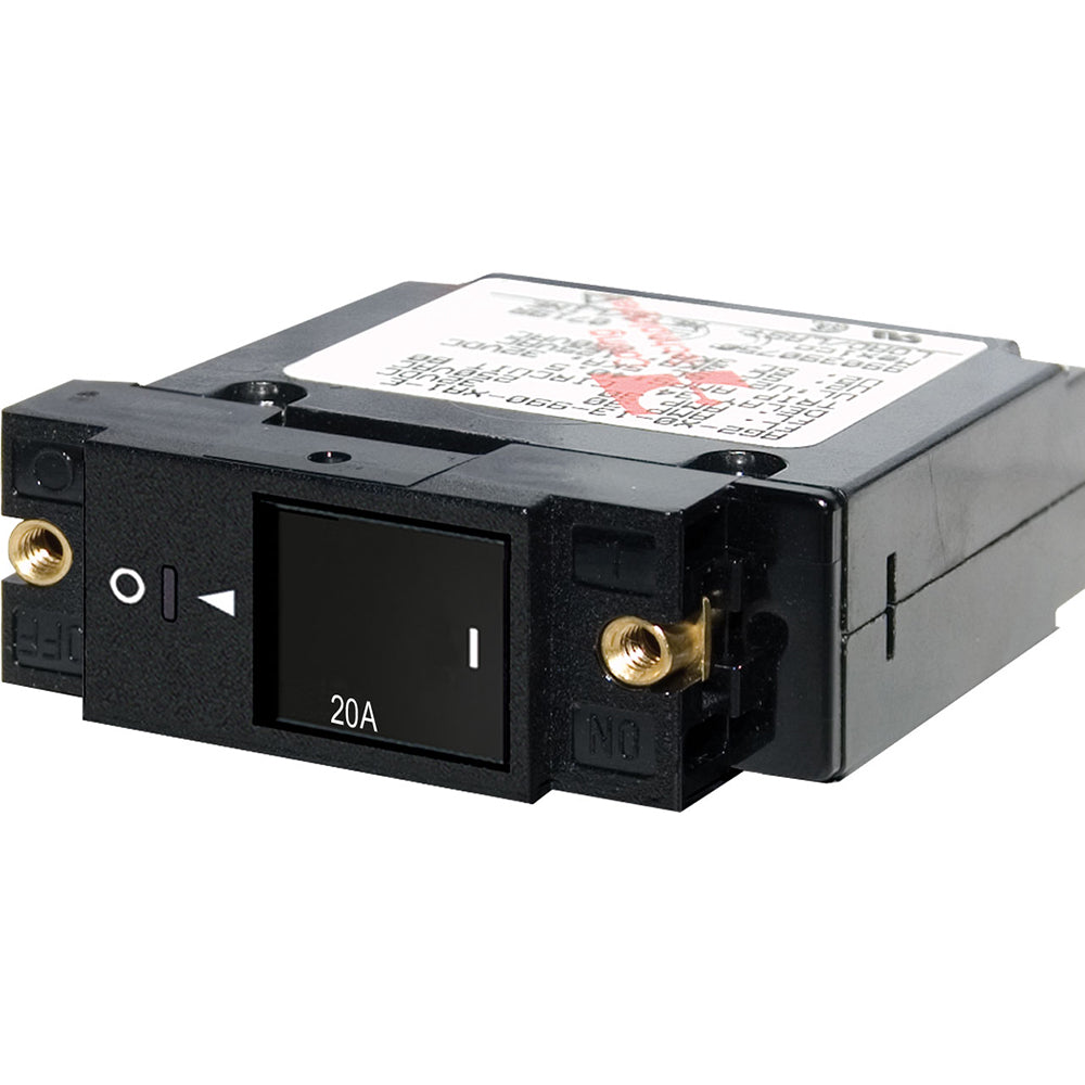 Blue Sea 7429 Single Pole Small Case 2 Slot Reset Rocker Circuit Breaker 20 Amp 7429