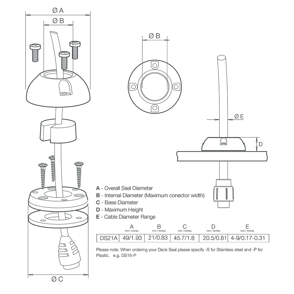 Scanstrut DS21AP Vertical Cable Seal DS21AP