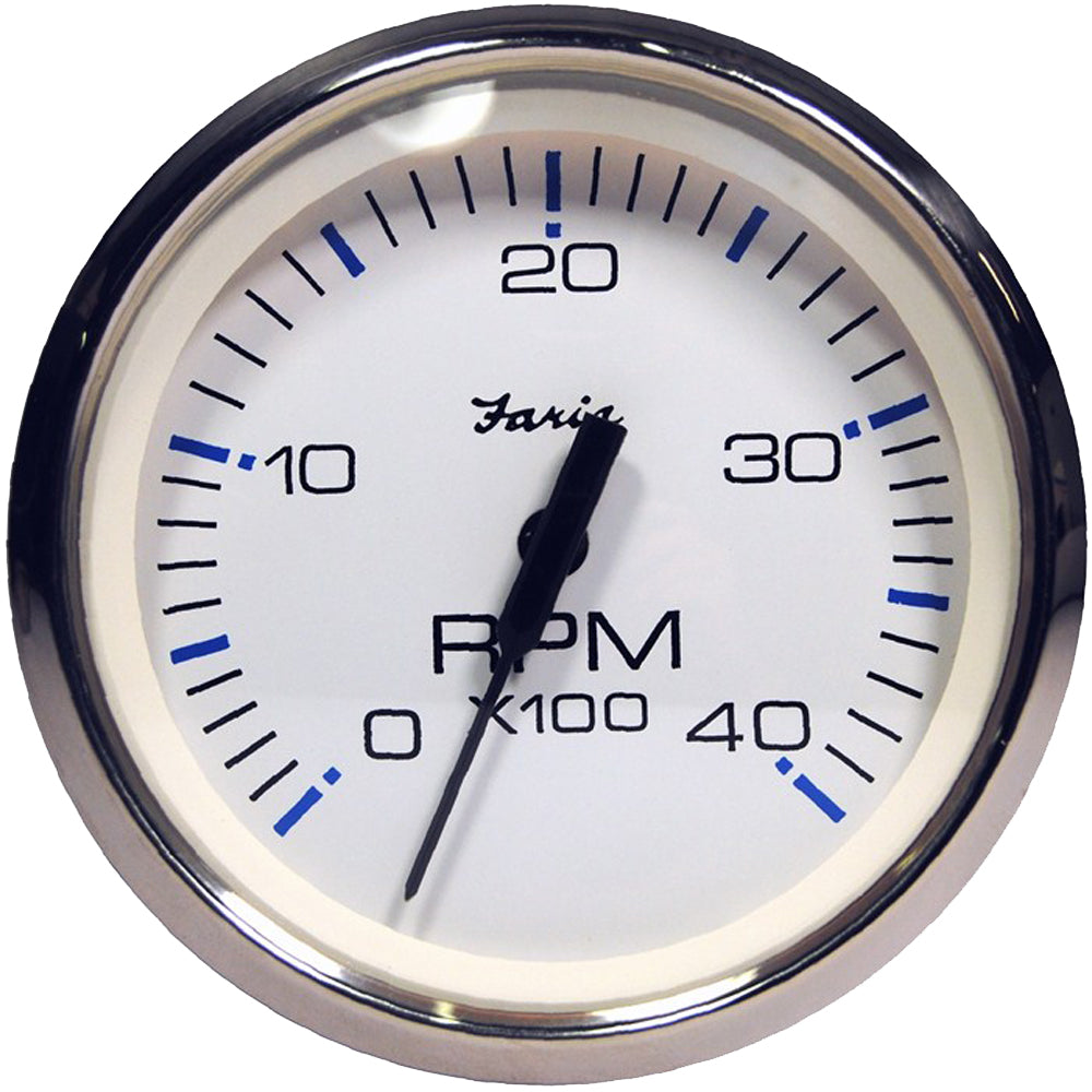 Faria Chesapeake White SS 4 Tachometer  4000 RPM Diesel Magnetic PickUp 33818