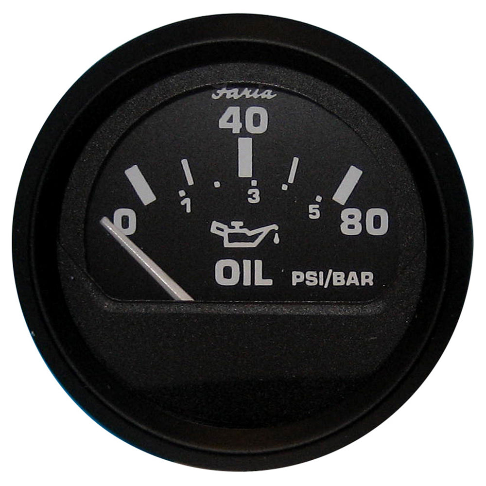 Faria Euro Black 2 Oil Pressure Gauge 80 PSI 12803