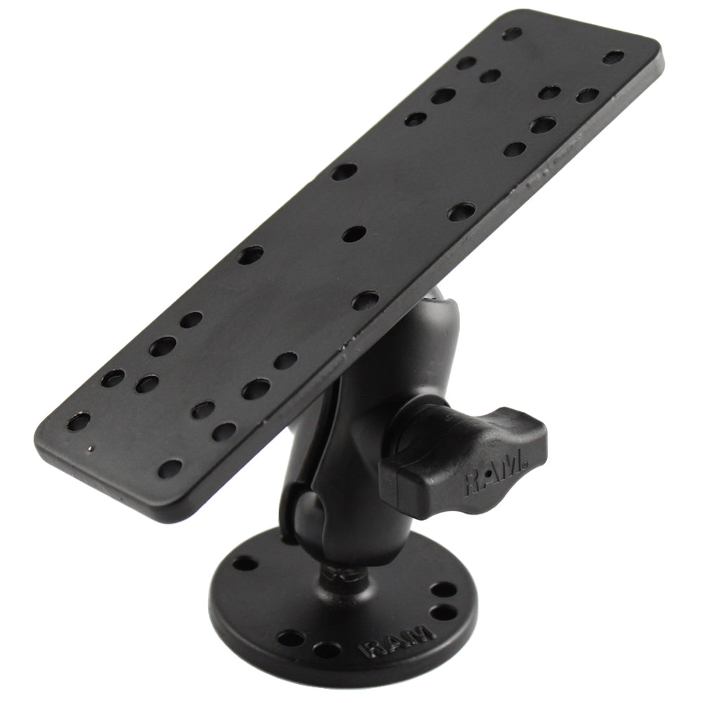 RAM Mount 1 Diameter Ball Mount wShort Double Socket Arm 625 x 2 Rectangle Base 25 Round Base AMPS Pattern RAMB111UA