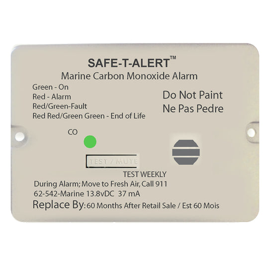 SafeTAlert 62 Series Carbon Monoxide Alarm  12V  62542Marine  Flush Mount  White 62542MARINE