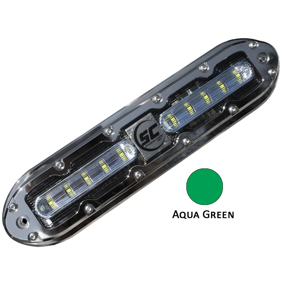 ShadowCaster SCM10 LED Underwater Light w20 Cable 316 SS Housing Aqua Green SCM10AG20