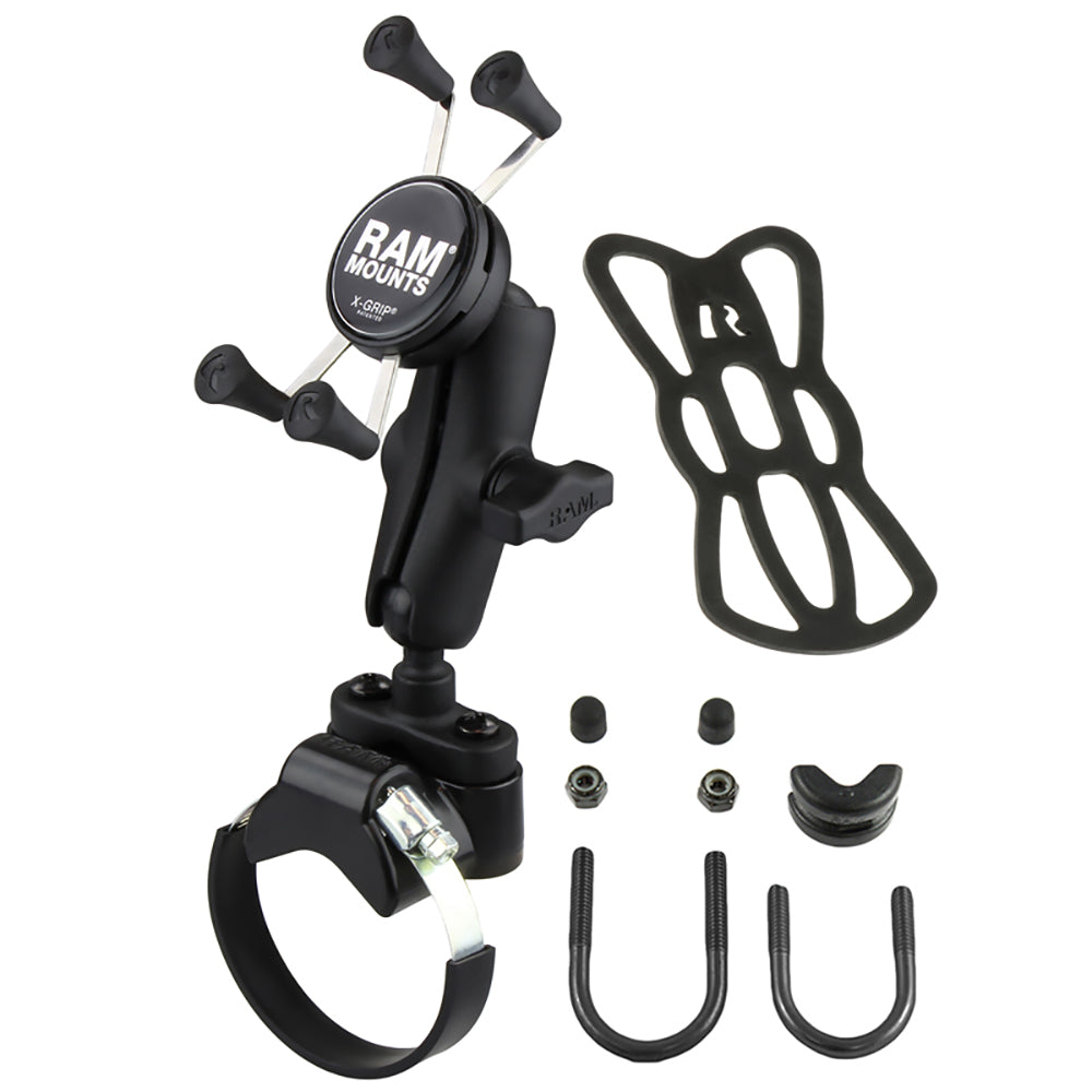 RAM Mount Strap Clamp Roll Bar Mount wUniversal XGrip CelliPhone Cradle RAMB2312UN7U