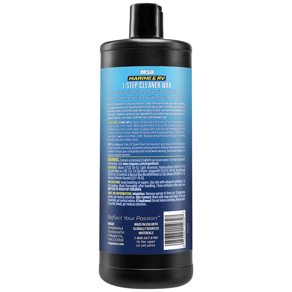 Meguiars BoatRV Cleaner Wax  32 oz  Case of 6 M5032CASE