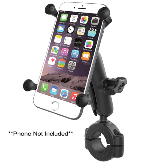 RAM Mount RAM Torque 1 18  1 12 Diameter HandlebarRail Base with 1 Ball Medium Arm and XGrip for Larger Phones