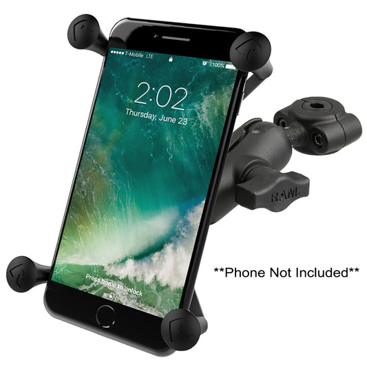 RAM Mount RAM Torque 38  58 Diameter Mini Rail Base with 1 Ball Short Arm and XGrip for Larger Phones RAMB4083762AUN10