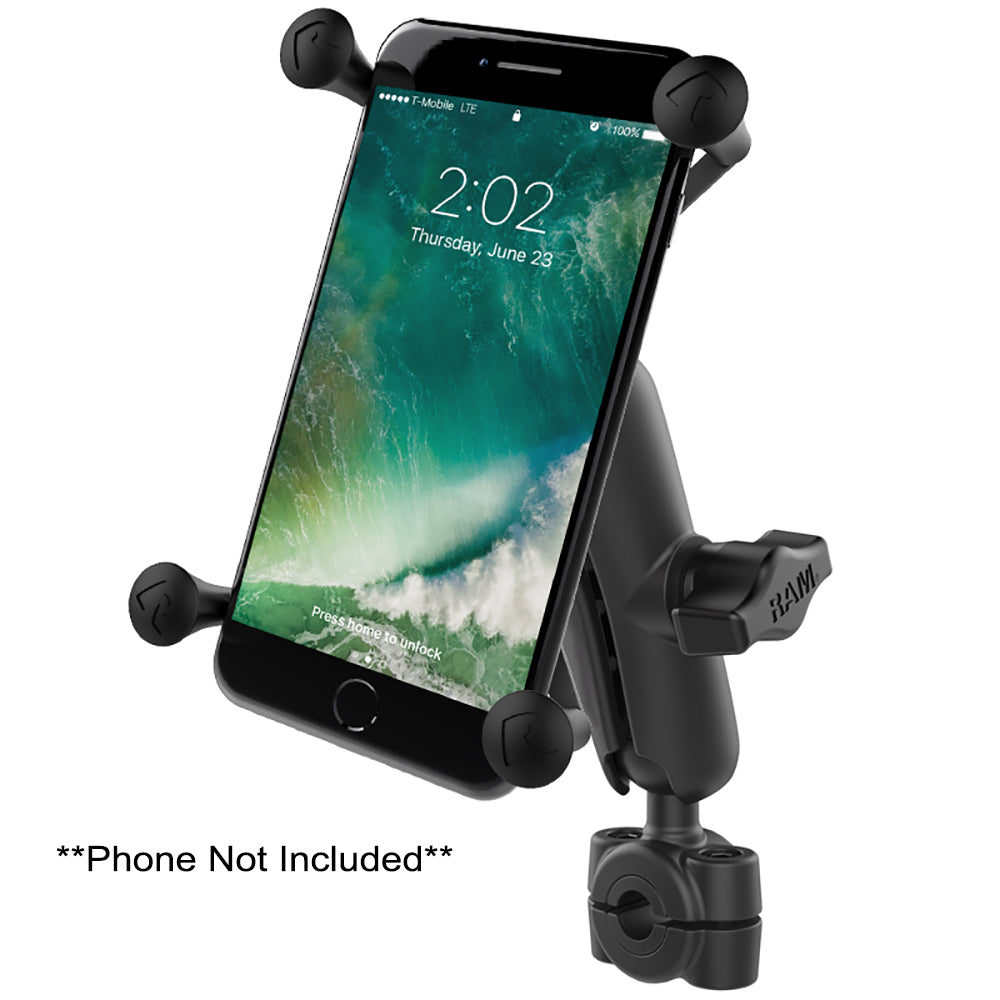 RAM Mount RAM Torque 38  58 Diameter Mini Rail Base with 1 Ball Medium Arm and XGrip for Larger Phones RAMB4083762UN10U