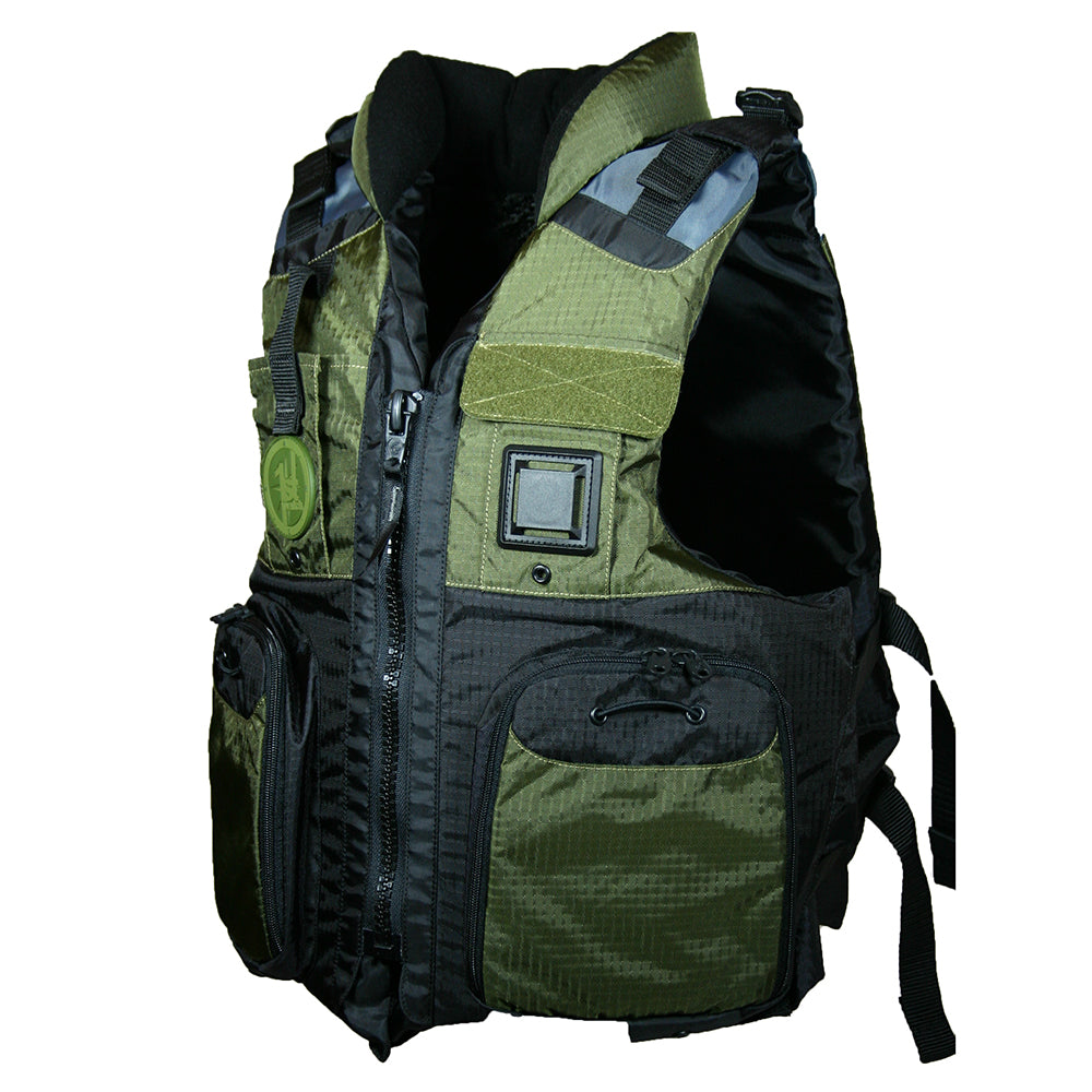First Watch AV800 Four Pocket Flotation Vest  OD Green  Large to XL AV800GNLXL