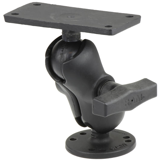 RAM Mount 15 Ball Mount w25 Round Base Short Arm  2 x 4 Plate fHumminbird Helix 7 Only RAM20224B202U