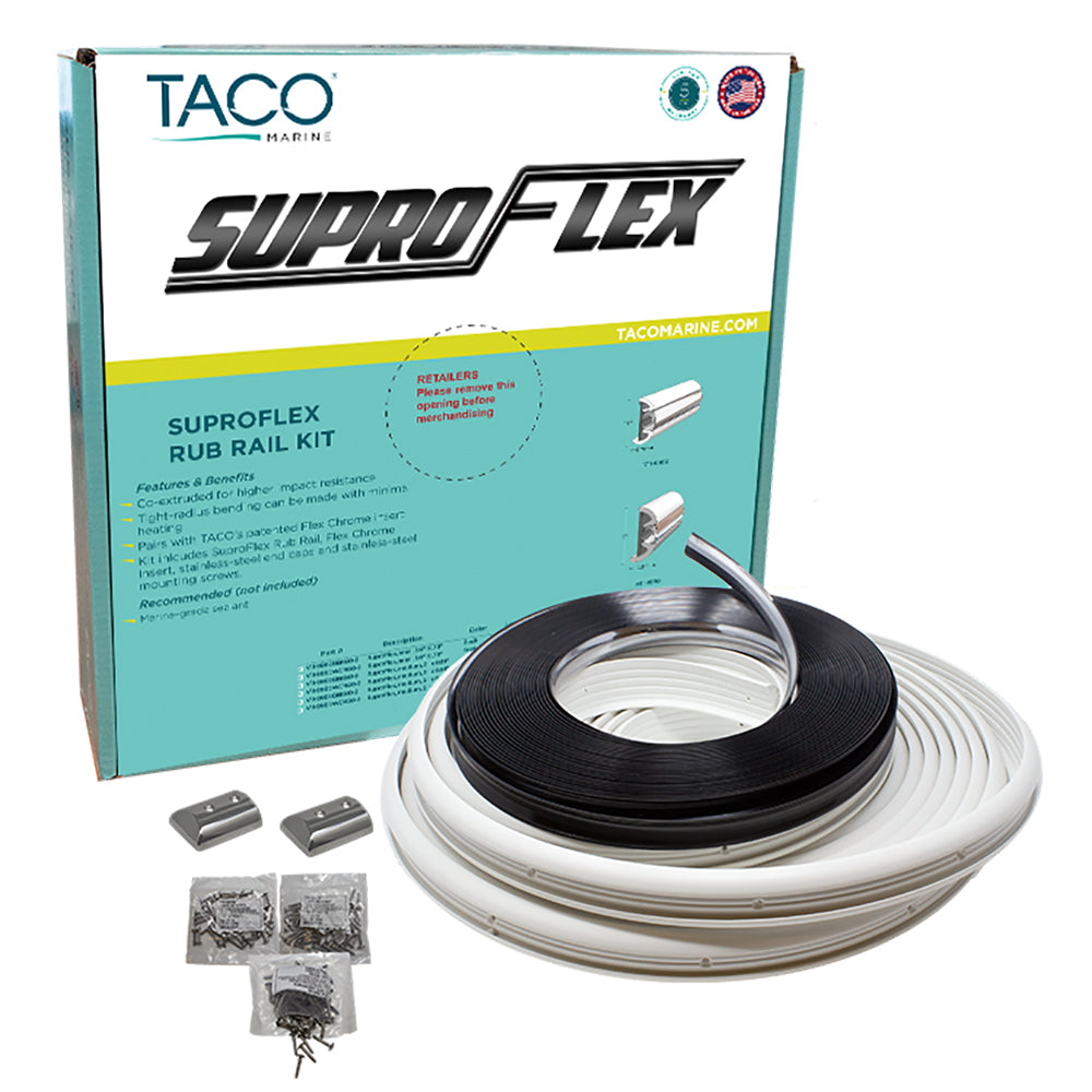 TACO SuproFlex Rub Rail Kit  White with Flex Chrome Insert  2H x 12W x 60L V119990WCM602