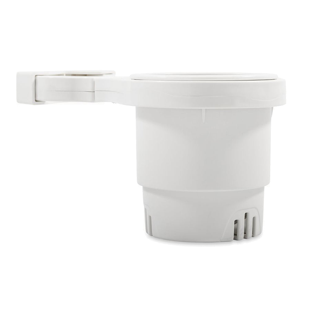 Camco ClampOn Rail Mounted Cup Holder Large for Up to 2 Rail White 53083