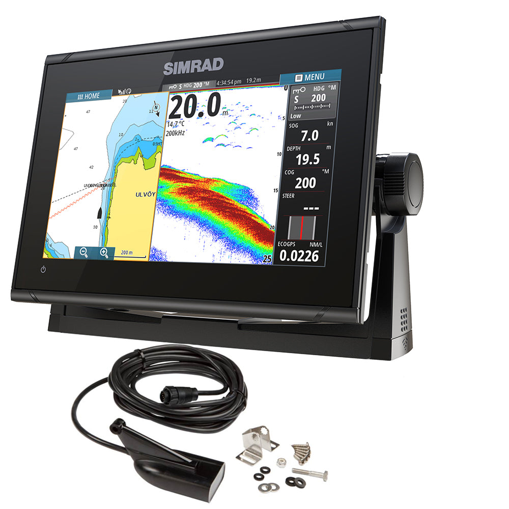 Simrad GO9 XSE ChartplotterFishfinder wMEDHI Downscan Transom Mount Transducer CMAP Discover Chart 00013211002