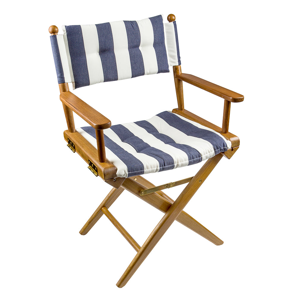 Whitecap Directors Chair wNavy White Cushion Teak 61040