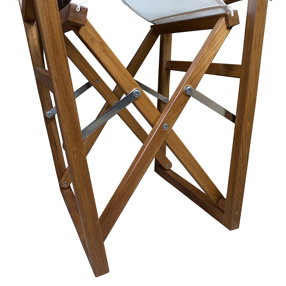 Whitecap Directors Chair wWhite Batyline Fabric Teak 63061