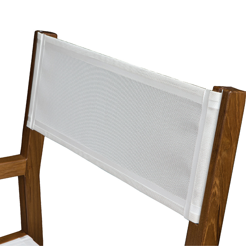 Whitecap Directors Chair wWhite Batyline Fabric Teak 63061