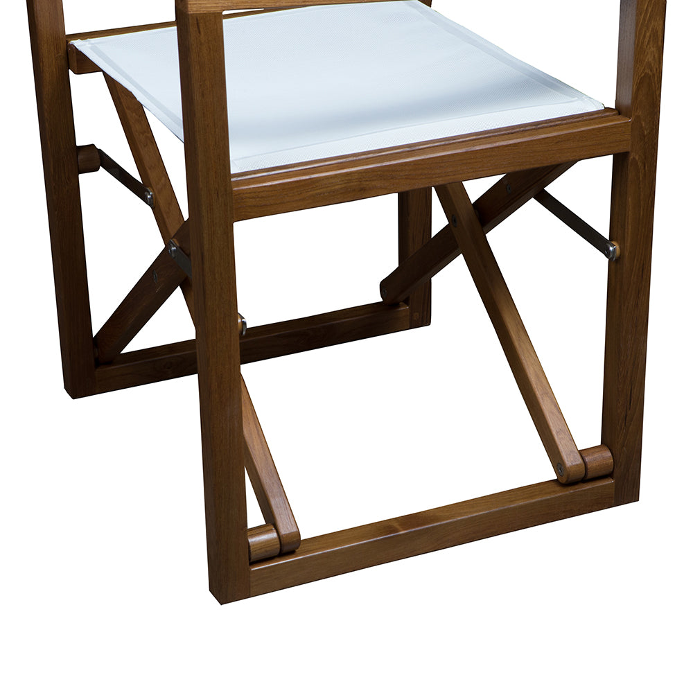 Whitecap Directors Chair wWhite Batyline Fabric Teak 63061