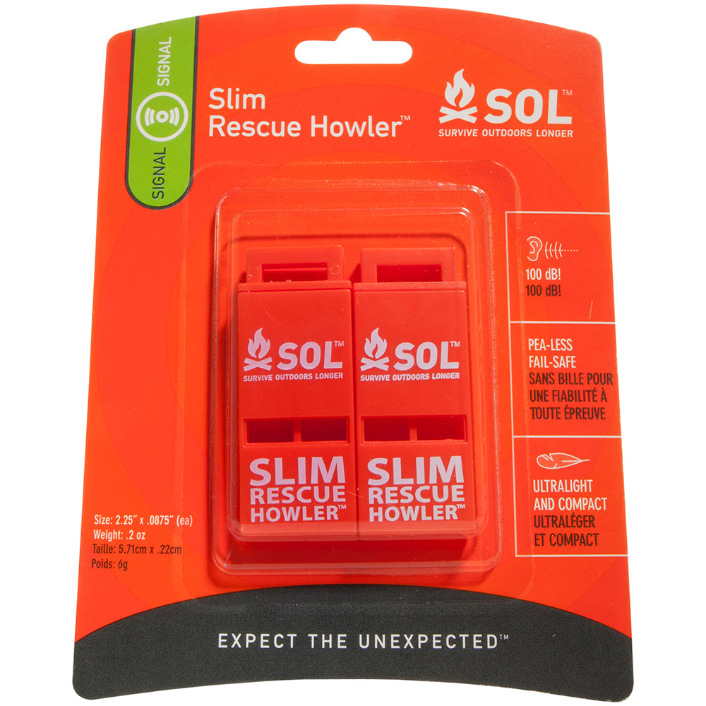 SOL Survive Outdoors Longer Rescue Howler Whistle  2 Pack 01400010