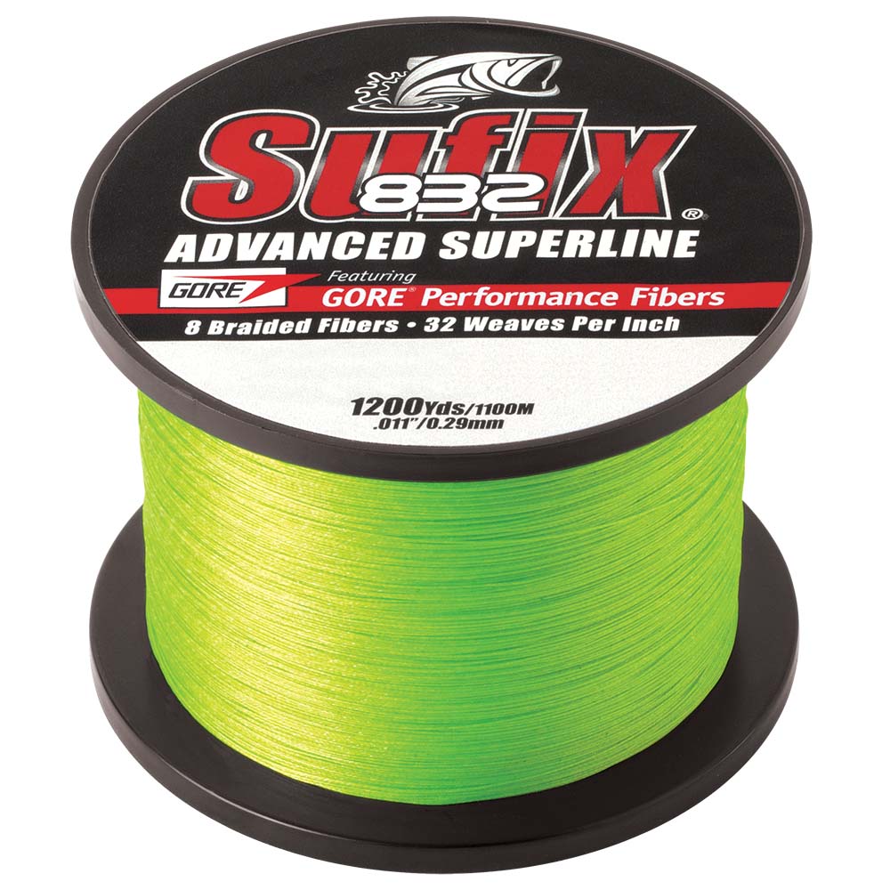 Sufix 832 Advanced Superline Braid 15lb Neon Lime 1200 yds 660315L