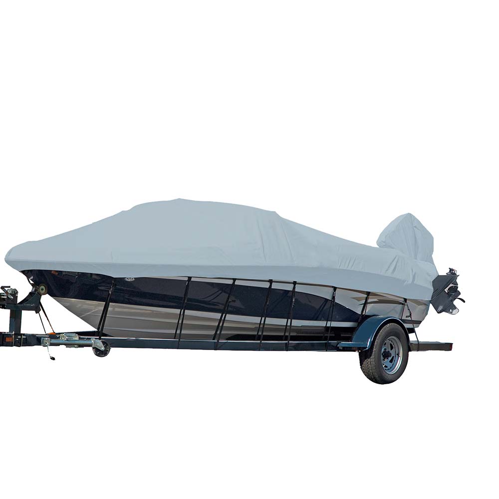 Carver SunDURA StyledtoFit Boat Cover f165 VHull Runabout Boats wWindshield HandBow Rails Grey 77016S11