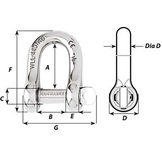 Wichard Captive Pin D Shackle Diameter 8mm 516 01404