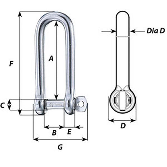 Wichard Captive Pin Long D Shackle Diameter 10mm 1332 01415