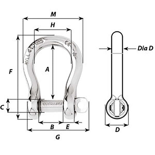 Wichard Captive Pin Bow Shackle Diameter 8mm 516 01444