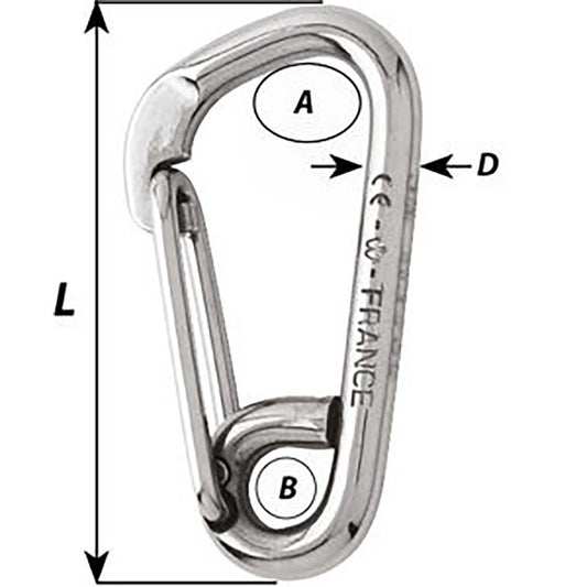 Wichard Asymmetric Carbine Hook Length 100mm 1332 02326