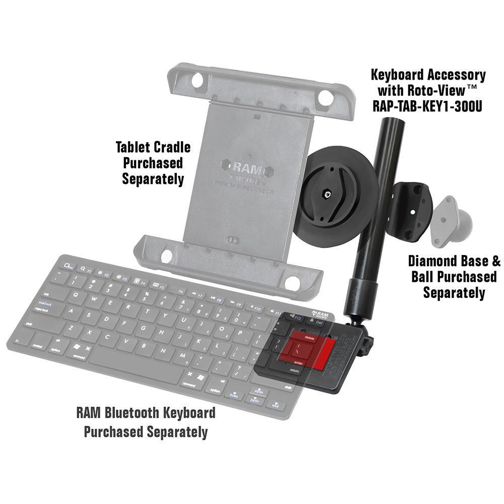 RAM Mount RAM Keyboard Accessory fTablets wRAM RotoView RAPTABKB1300U