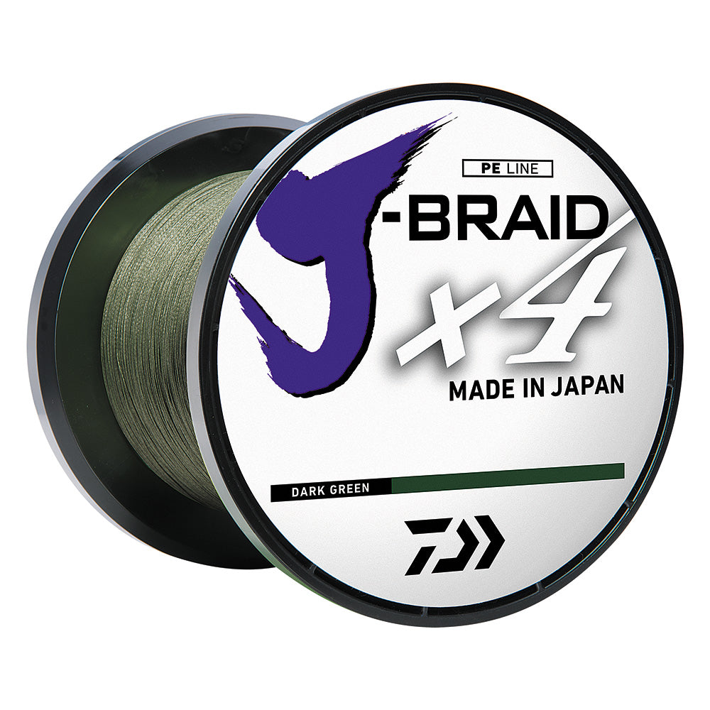 Daiwa JBRAID x4 Braided Line 15lb 300 yds Dark Green JB4U15300DG