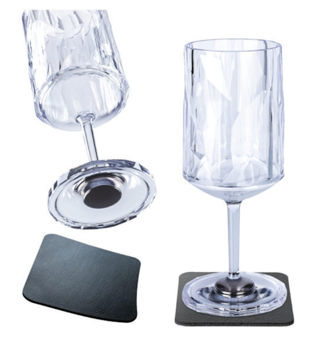 2 Magnetic Plastic Wine Glasses image 0