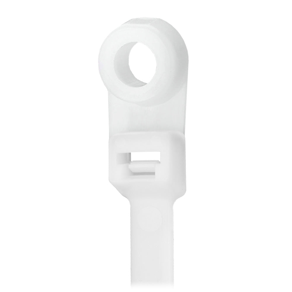 Pacer 8 Cable Tie wMounting Ring  Natural Color  50lb Tensile Strength  2 Bundle Diameter  100 Piece Bag CTMR2S100