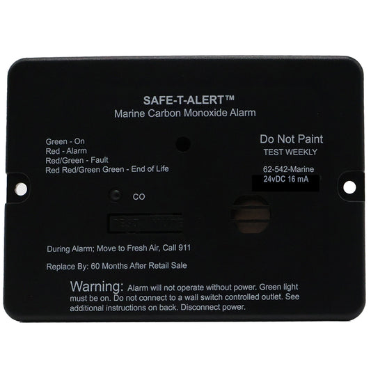 SafeTAlert 62 Series Marine Carbon Monoxide Alarm  24V Flush Mount  Black 62542BLMARINE24V
