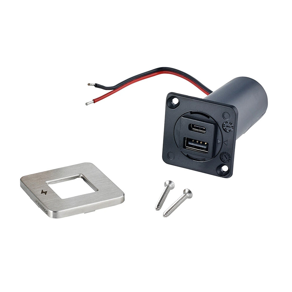 Scanstrut TILE USBAUSBC Interior Charging Socket  1224V  Stainless Steel Bezel SCTILE11