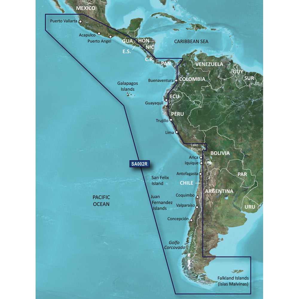 Garmin BlueChart g3 HD  HXSA002R  South America West Coast  microSDSD 010C106320