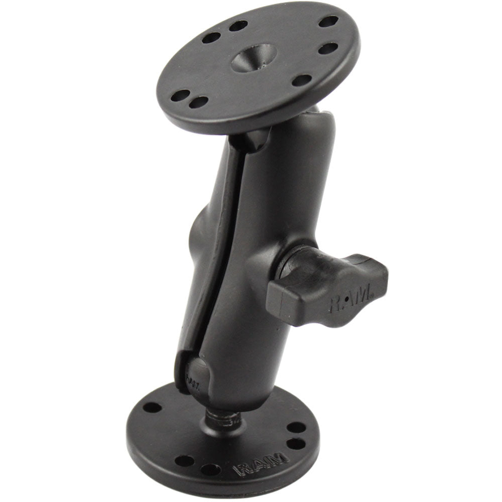 RAM Mount 1 Ball Double Socket Arm w2 25 Round Bases  AMPS Hole Pattern RAMB101U