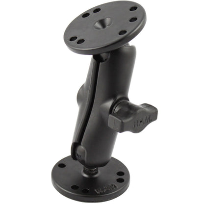 RAM Mount 1 Ball Double Socket Arm w2 25 Round Bases  AMPS Hole Pattern RAMB101U
