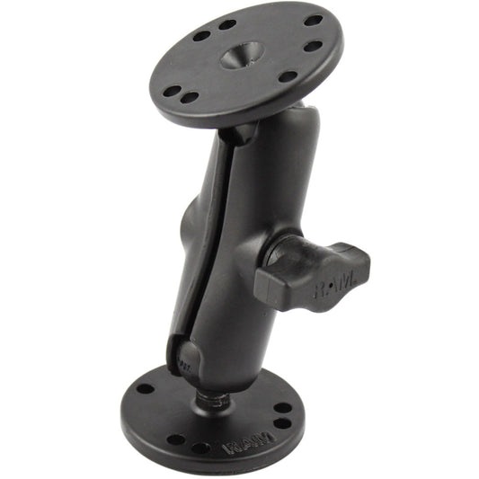 RAM Mount 1 Ball Double Socket Arm w2 25 Round Bases  AMPS Hole Pattern RAMB101U