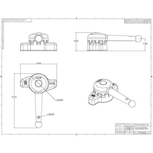 RAM Mount Handle Wrench fD Size Ball Arms  Mounts RAMKNOB9HU