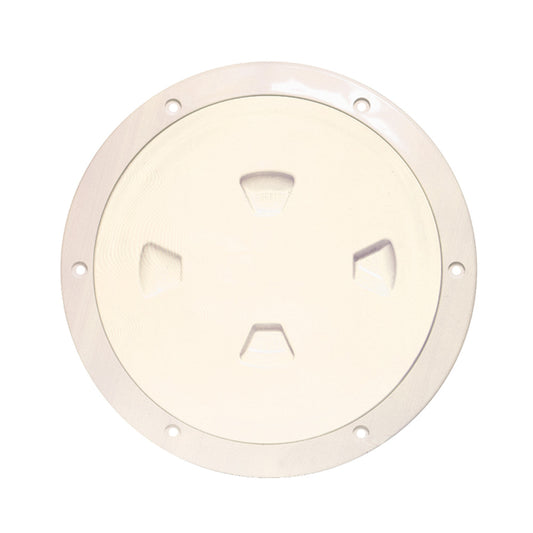 Beckson 8 Smooth Center ScrewOut Deck Plate  Beige DP80N